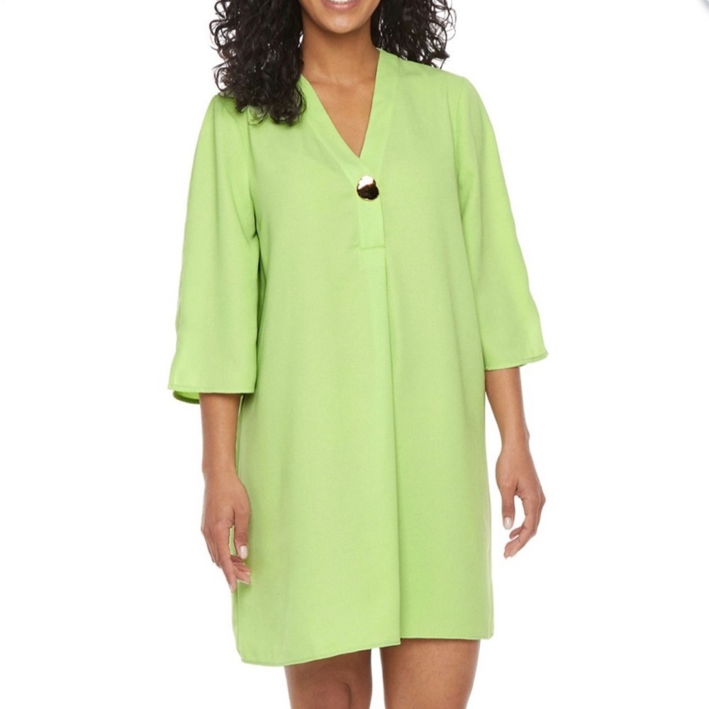 Worthington Lime Green Shift Dress Medium Career Workwear office NWT